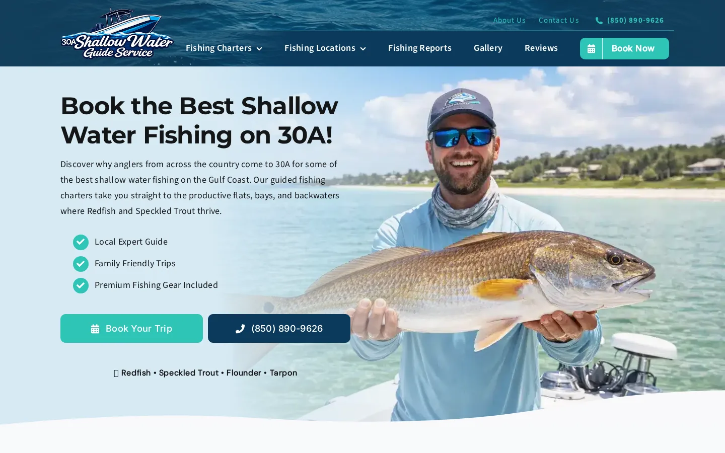 30A Shallow Water Guide Service — homepage we designed and built