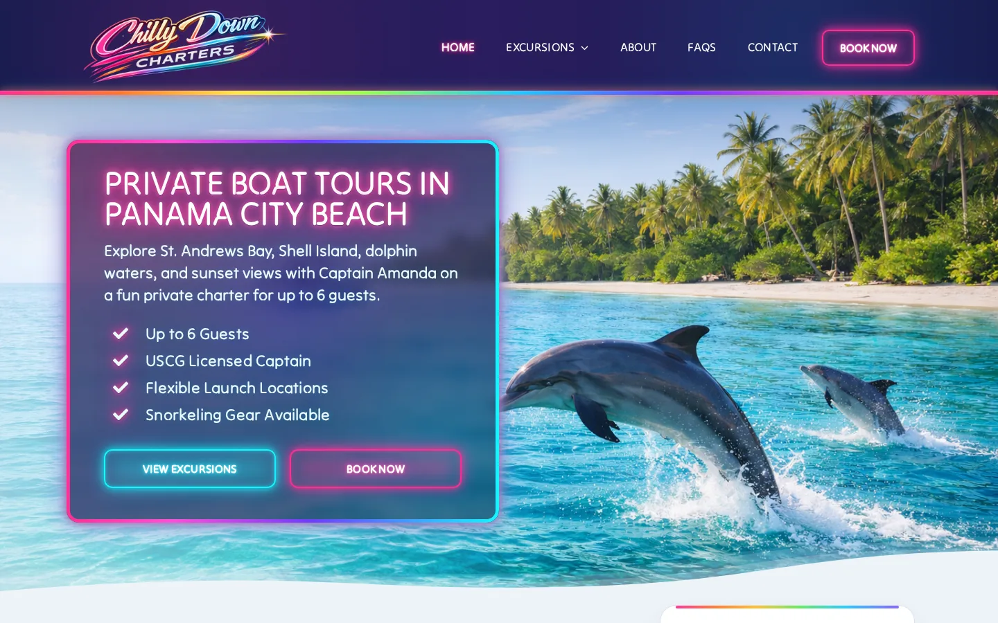 Chilly Down Charters homepage preview