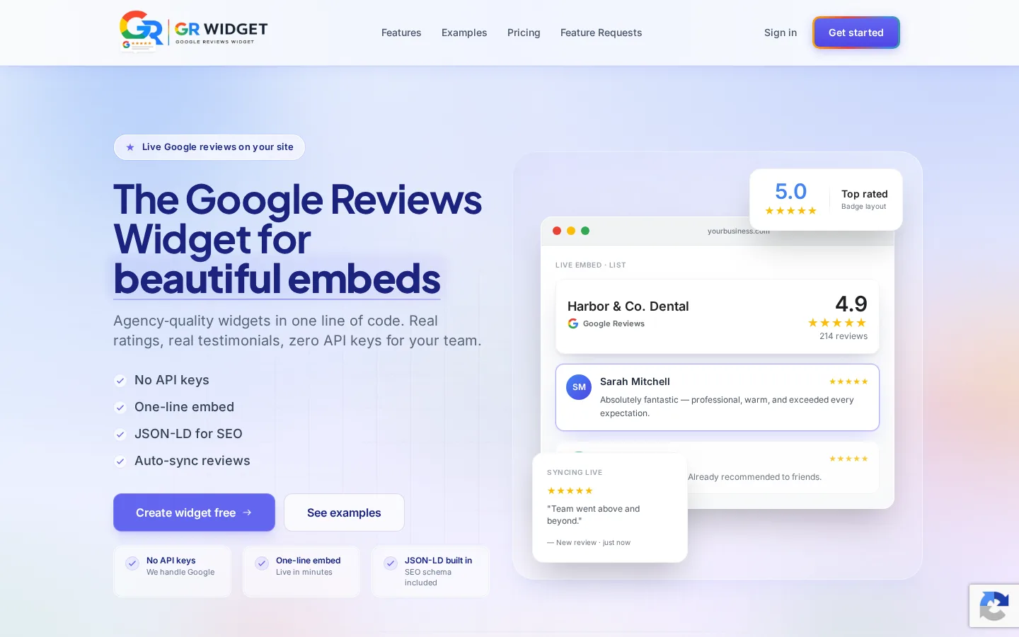 GR Widget homepage preview