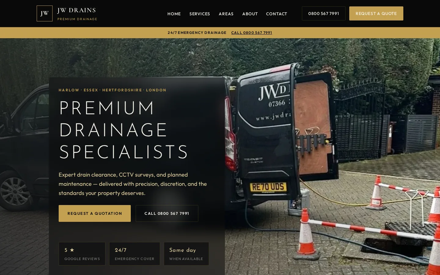 JW Drains homepage preview