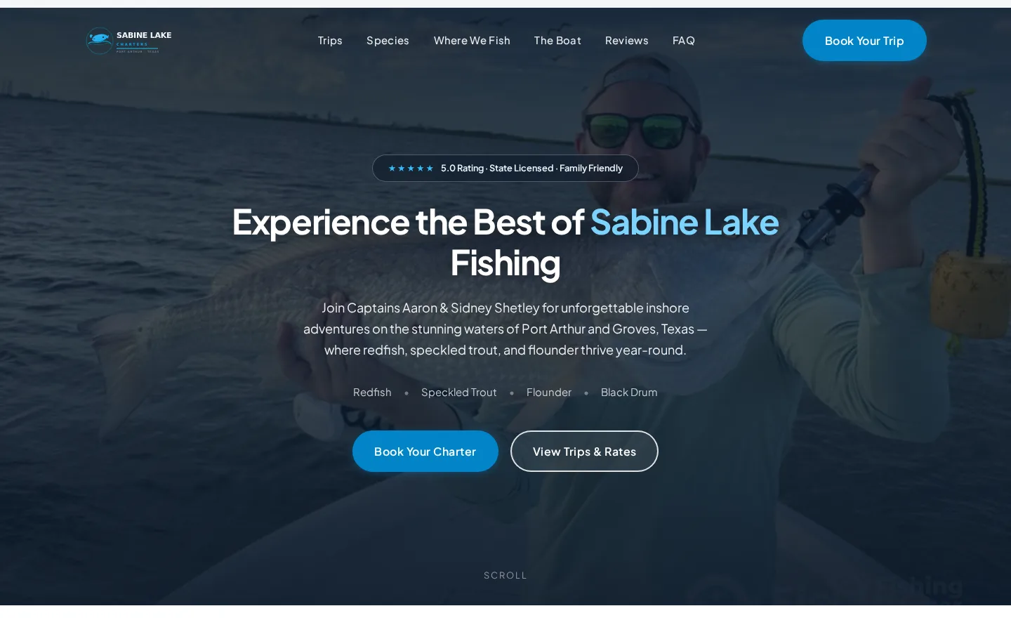 Sabine Lake Charters booking section